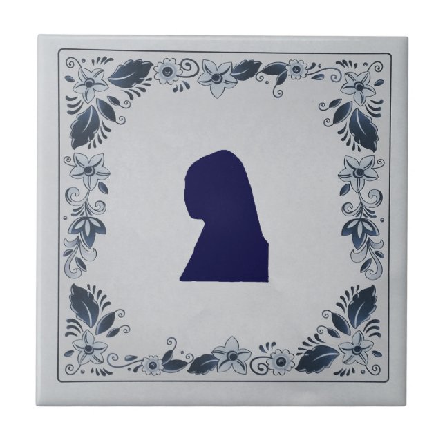 Delft Blue tile Girl med Pearl Earring Kakelplatta (Framsidan)
