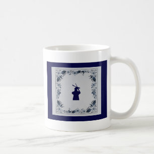 Delft blue tile-kvarn "de Roos" i Delft Kaffemugg