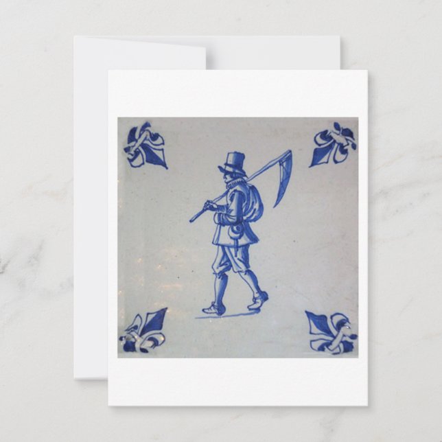 Delft Blue Tile - Mower Carriage Scythe eller Sick Inbjudningar (Framsida)