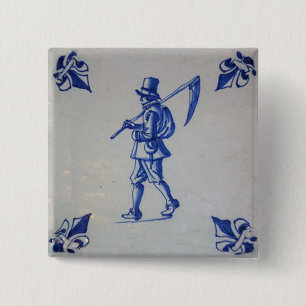 Delft Blue Tile - Mower Carriage Scythe eller Sick Knapp