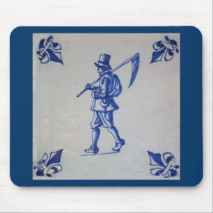 Delft Blue Tile - Mower Carriage Scythe eller Sick Musmatta