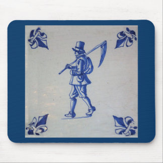 Delft Blue Tile - Mower Carriage Scythe eller Sick Musmatta