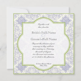 Delft Blue Toile Quatrefoil - Bröllopsinbjudan Inbjudningar