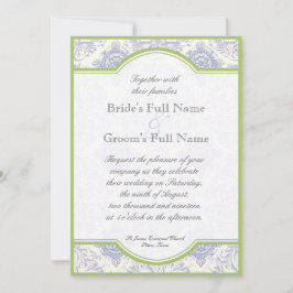 Delft Blue Toile Quatrefoil - Bröllopsinbjudan Inbjudningar
