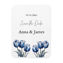 Delft Blue Tulip, anpassningsbar spara datumet Magnet
