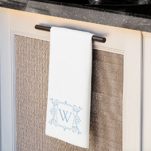 Delft Blue   Vintage Ram Monogram Kökshandduk