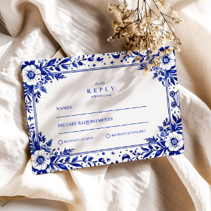 Delft Blue White Chinoiserie Bröllop OSA Kort