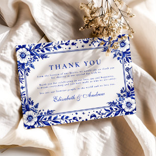 Delft Blue White Chinoiserie Bröllop Tack Kort