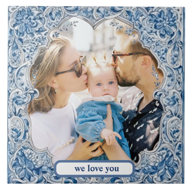 Delft blue white porcelain Hampton anpassningsbar Kakelplatta (Framsidan)