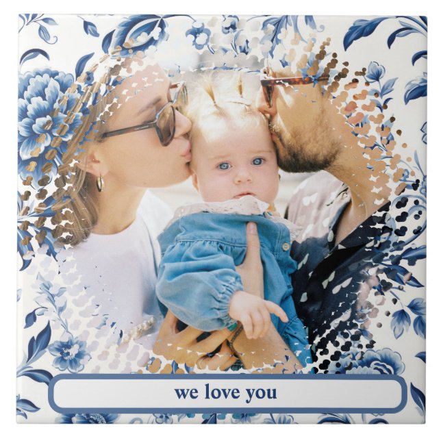 Delft blue white porcelain Hampton anpassningsbar Kakelplatta (Framsidan)