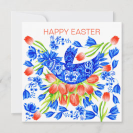 Delft Bluebird and Tulips Card Julkort