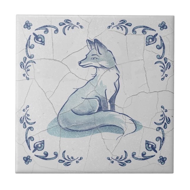 Delft Fox Keramisk Kakel (Framsidan)