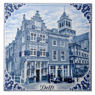 Delft hus Delft Blue stil keramiska plattor Kakelplatta