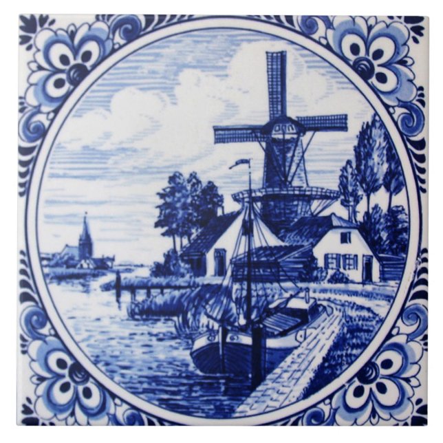 Delft Keramiska Plattor Kakelplatta (Framsidan)