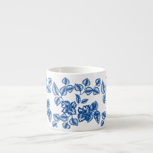 Delft-LIke Blue-Blommigt Skriv ut Espressomugg