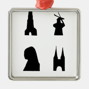 Delft mörk silhuette julgransprydnad metall