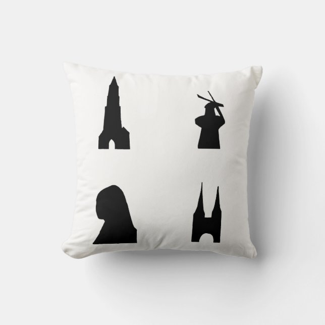 Delft mörk silhuette kudde (Framsida)