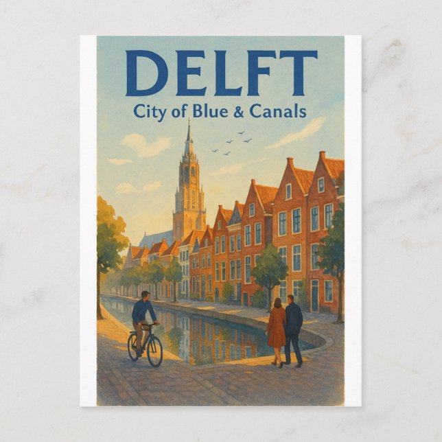 Delft, Nederländerna Resa Vykort (Framsida)