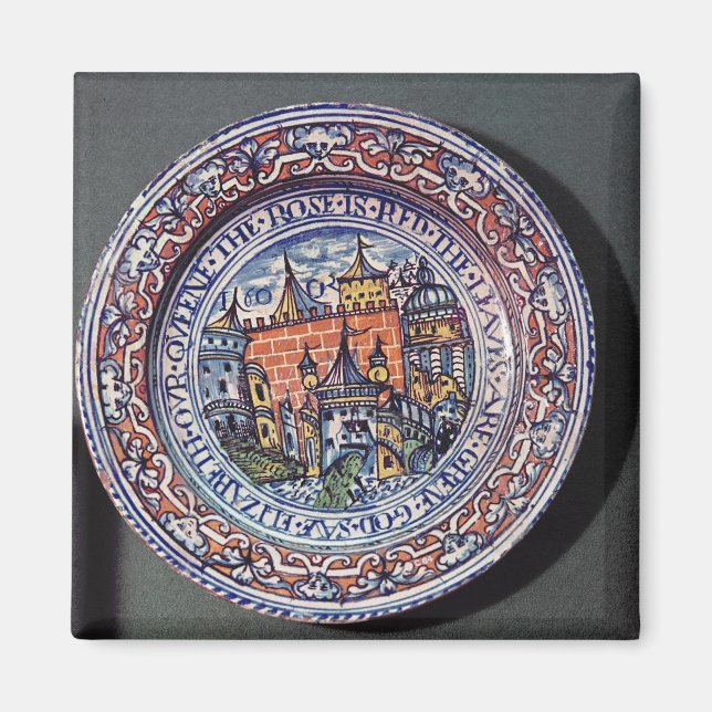 Delft plate med synpunkter från Torn i London Magnet (Framsidan)
