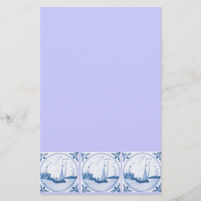 Delft Sailboat Tile Art Stationery Brevpapper (Framsida)