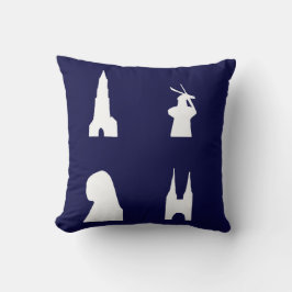 Delft silhouette på blå kudde