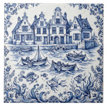Delft Stad & Fiskhamn Koboltblå Vit