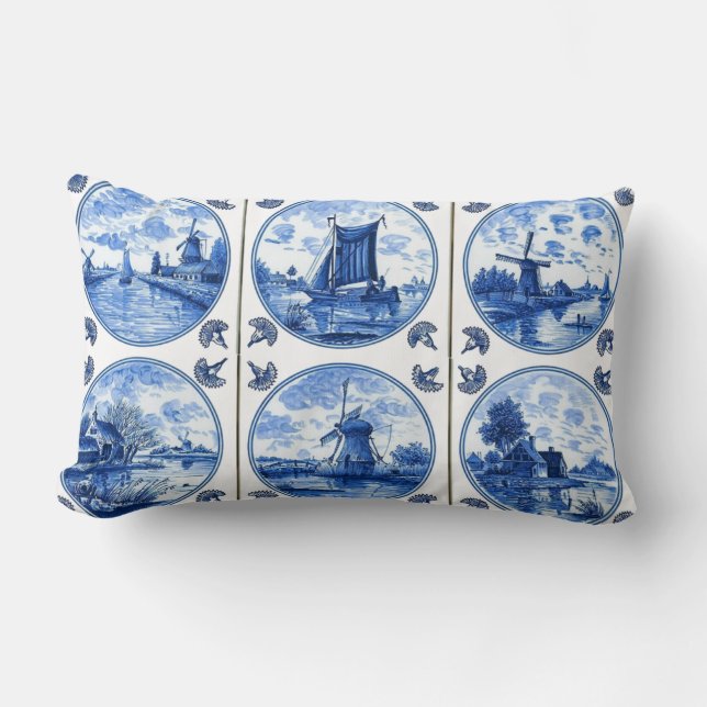 Delft Stil Tiles Pillow Lumbarkudde (Framsida)