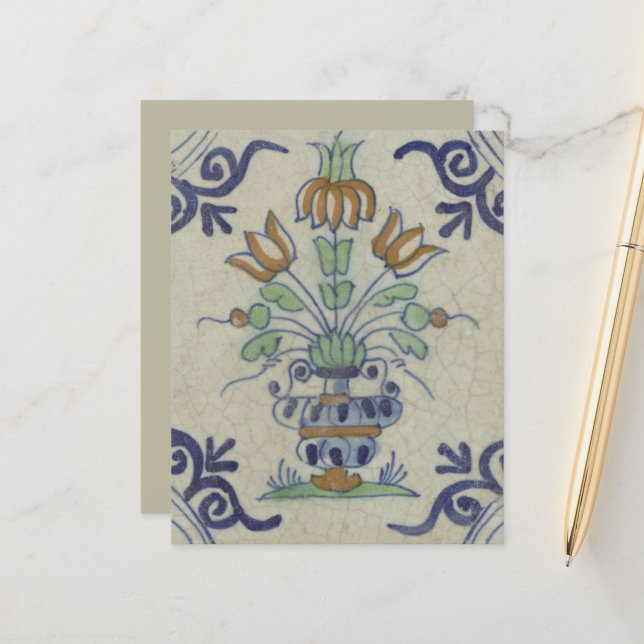 Delft Tile Antique Ceramic Flower Pot (Fram/Back In Situ)