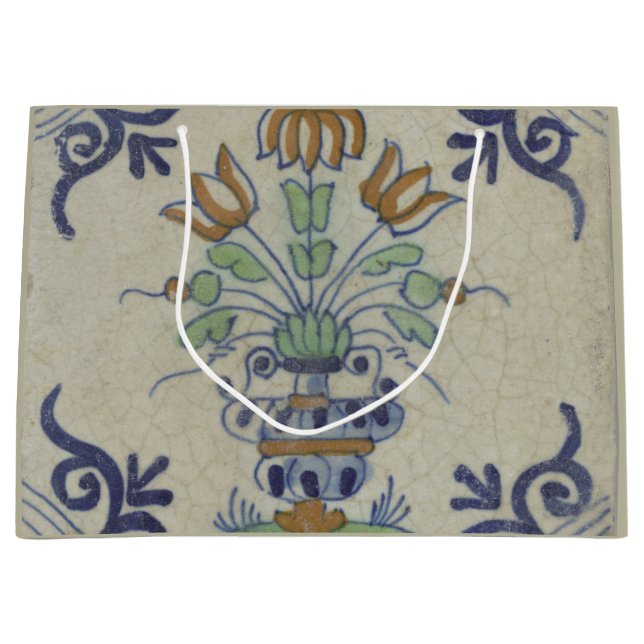 Delft Tile Antique Ceramic Flower Pot (Framsidan)
