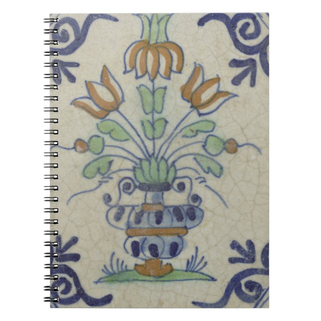Delft Tile Antique Ceramic Flower Pot Anteckningsbok (Framsidan)