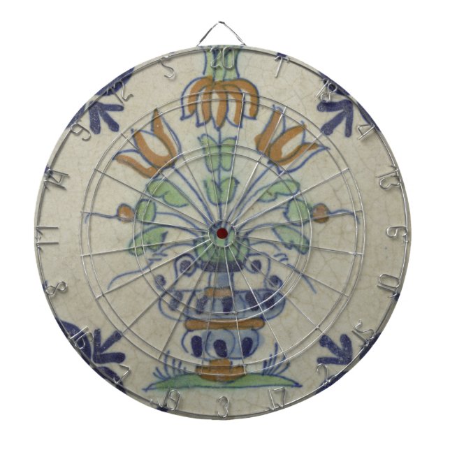 Delft Tile Antique Ceramic Flower Pot Darttavla (Framsidan)