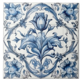 Delft Tile Blue and White Tile Kakelplatta
