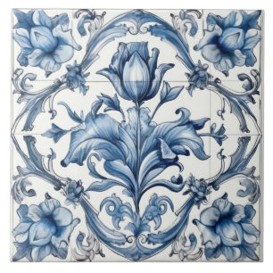 Delft Tile Blue and White Tile Kakelplatta