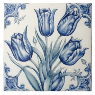 Delft Tile Blue and White Tile Kakelplatta