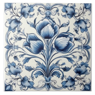 Delft Tile Blue and White Tile Kakelplatta