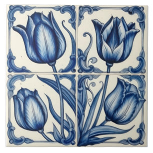 Delft Tile Blue and White Tile Kakelplatta