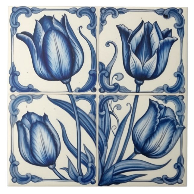 Delft Tile Blue and White Tile Kakelplatta (Framsidan)