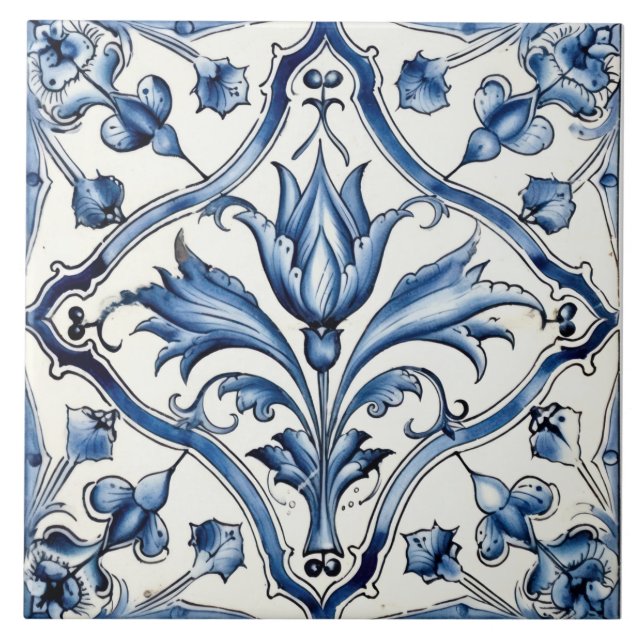 Delft Tile Blue and White Tile Kakelplatta (Framsidan)