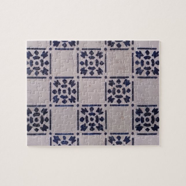 Delft Tile Blue Antique Art Mönster Pussel (Horisontell)