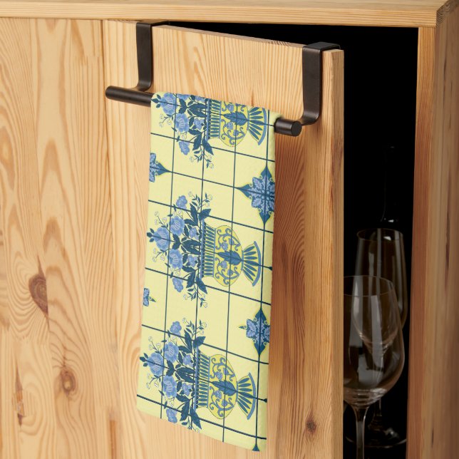 Delft Tile Mönster Kökshandduk (Thirds Fold)