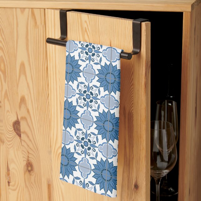 Delft Tile Mönster Kökshandduk (Thirds Fold)