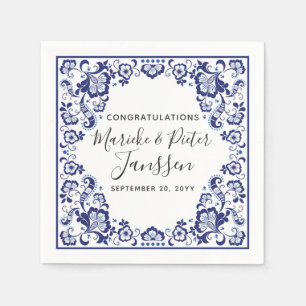 Delfts Blauw Delft Blue Dutch Bröllop Midinner Pappersservett