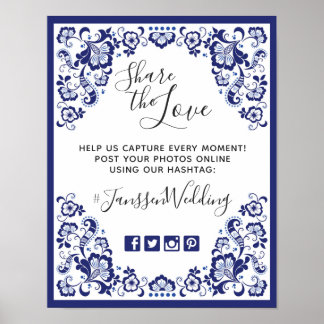 Delfts Blauw | Delft Blue Hashtag-foton Bröllop Poster