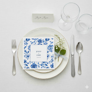 Delftware blå och vit bröllopsservett pappersservett