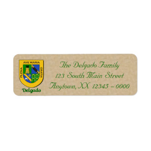Delgado Heraldic Shield Returadress Etikett