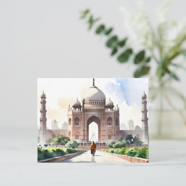 Delhi akvarell konst vykort (Stående Fram)