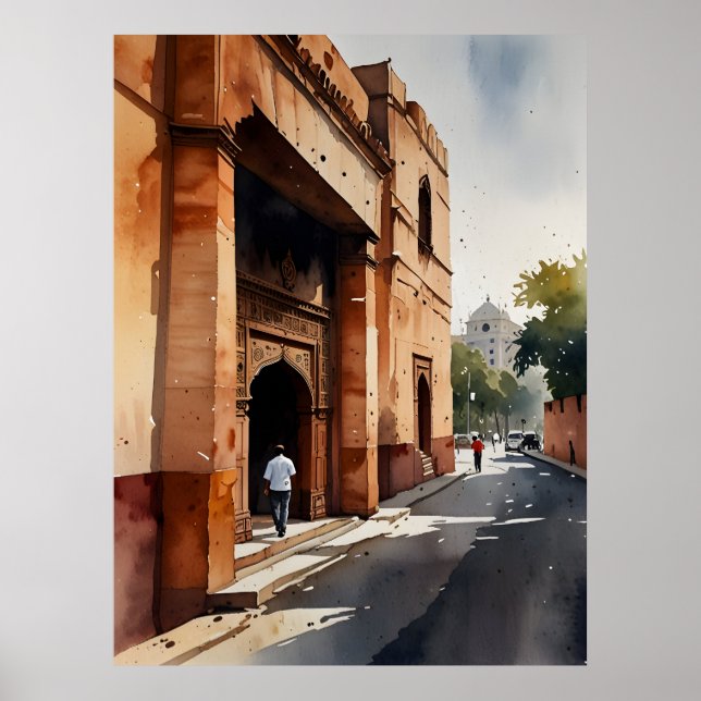 Delhi akvarellkonst poster (Framsidan)