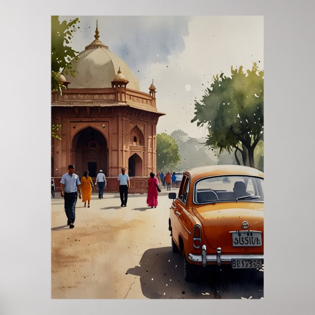 Delhi akvarellkonst poster (Framsidan)