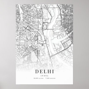 Delhi City Karta Poster