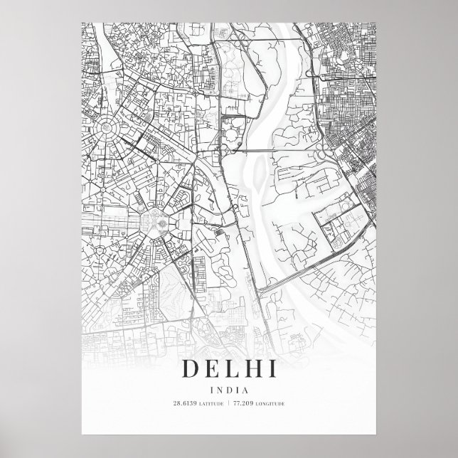 Delhi City Karta Poster (Framsidan)